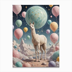 Llama With Balloons 1 Canvas Print