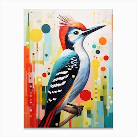 Bird Painting Collage Woodpecker 3 Canvas Print