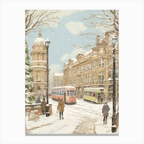 Vintage Winter Illustration Glasgow United Kingdom 1 Canvas Print