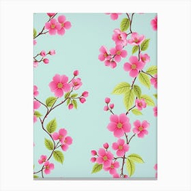 Seamless Pattern With Pink Flowers Canvas Print