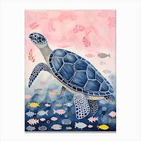 Playful Illustration Of Sea Turtle For Kids Room 2 Canvas Print