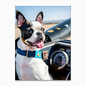 Boston Terrier In A Plane Canvas Print