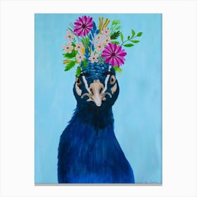 Frida Kahlo Peacock Blue & Navy 1 Canvas Print