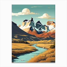 Torres Del Paine Circuit Chile 1 Hiking Trail Landscape Canvas Print