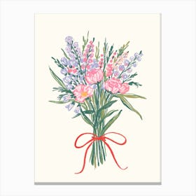 Bouquet Of Wild Flowers. Pencil Sketch Canvas Print