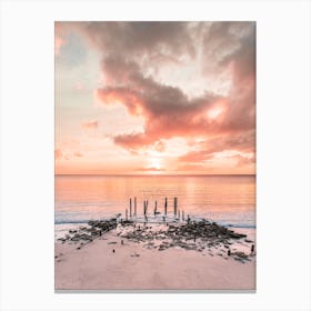 Pastel Broken Beach Sunset Canvas Print