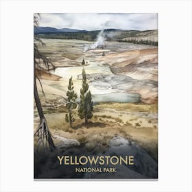 Yellowstone National Park Watercolor Vintage Travel Poster 1 Canvas Print