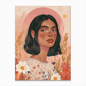 Girl In Flowers Canvas Print