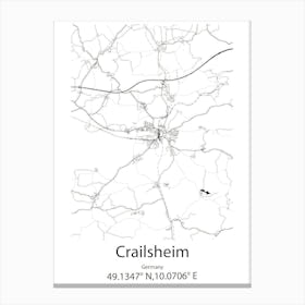 Crailsheim,Germany Minimalist Map Canvas Print