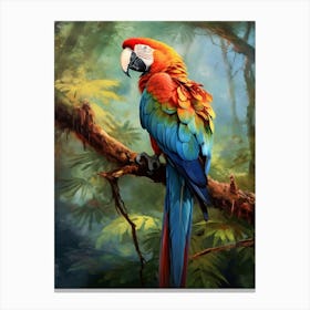 Vibrant Plumage: Parrot Jungle Bird Print Canvas Print