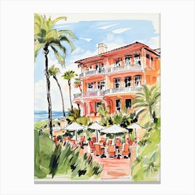 The Ritz Carlton Bacara, Santa Barbara   Santa Barbara, California   Resort Storybook Illustration 5 Canvas Print