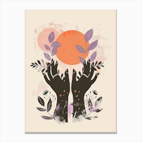 Two Hands Holding The Sun Canvas Print