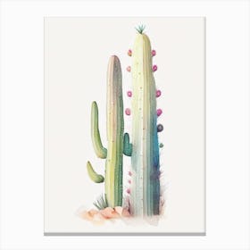 Totem Pole Cactus Pastel Watercolour Canvas Print