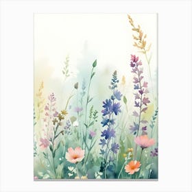 Watercolor Wildflower Field Painting 2 Canvas Print