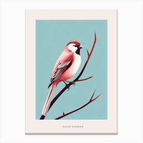 Minimalist House Sparrow 3 Bird Poster Canvas Print