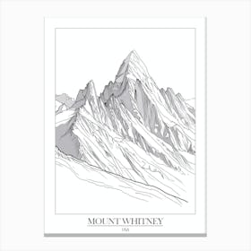 Mount Whitney Usa Line Drawing 7 Poster Canvas Print