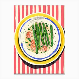 A Plate Of Leeks, Top View Food Illustration 3 Canvas Print