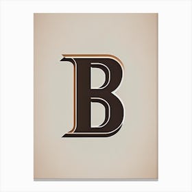 B  Letter, Alphabet Retro Minimal 1 Canvas Print