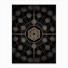 Geometric Glyph Abstract Radial Array in Glitter Gold on Black n.0116 Canvas Print
