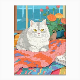 Cat On Crochet Bed 1 Canvas Print