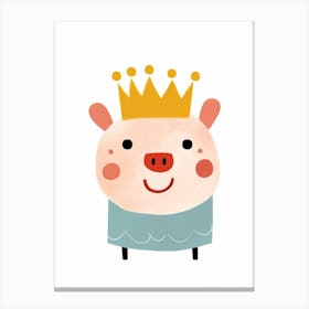 Little Pig 2 Wearing A Crown Canvas Print