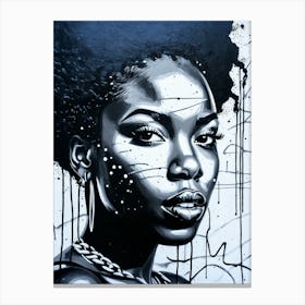 Graffiti Mural Of Beautiful Black Woman 41 Canvas Print