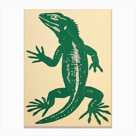 Simple Green Lizard Bold Block 3 Canvas Print