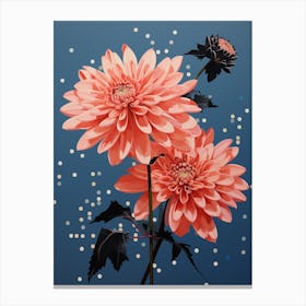 Surreal Florals Asters 3 Flower Painting Canvas Print