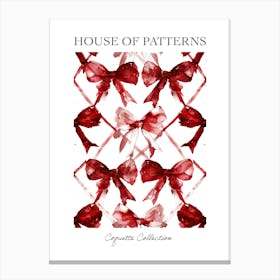 Dark Red Bows 2 Pattern Poster Canvas Print