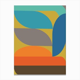 Retro Turquoise Yellow and Orange Geometric Shapes Art Canvas Print