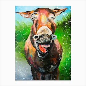 Can Animals Smile Humor donkey Art painting Canvas Print