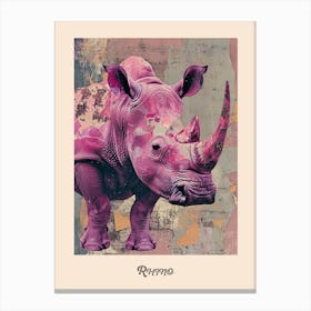 Pink Rhino Poster Canvas Print