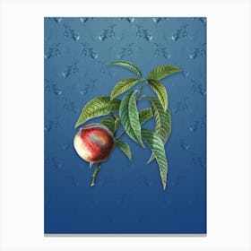 Vintage Peach Botanical on Bahama Blue Pattern n.1111 Canvas Print