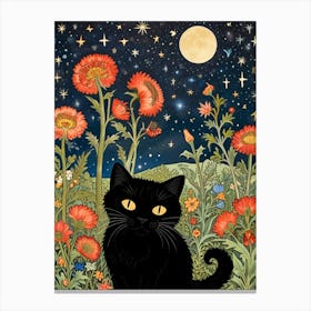 William Morris Black Cat In The Meadow 1 Canvas Print