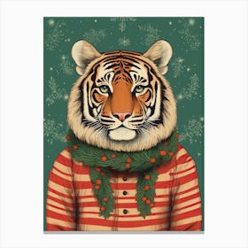 Tiger Illustrations Wearing A Christmas Sweater 4 Canvas Print