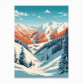 Taos Ski Valley   New Mexico, Usa, Ski Resort Illustration 1 Simple Style Canvas Print