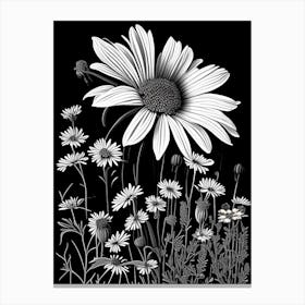 Coreopsis Wildflower Linocut 1 Canvas Print