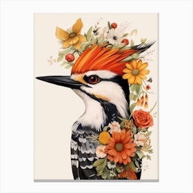 Bird With A Flower Crown Woodpecker 2 Canvas Print