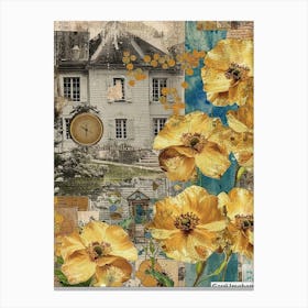 Dried Flowers Scrapbook Collage Cottage 3 Canvas Print