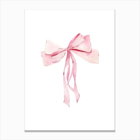 Coquette Pink Bow - 1 - White Canvas Print