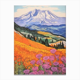 Mount St Helens United States 6 Colourful Mountain Illustration Canvas Print