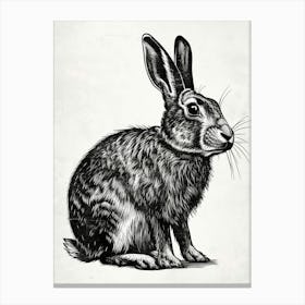 Dutch Blockprint Rabbit Illustration 4 Canvas Print