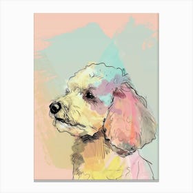 Bichon Frise Dog Pastel Line Watercolour Illustration 2 Canvas Print