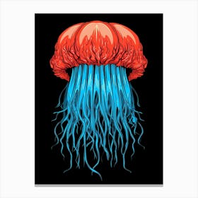 Lions Mane Jellyfish Pop Art 3 Canvas Print