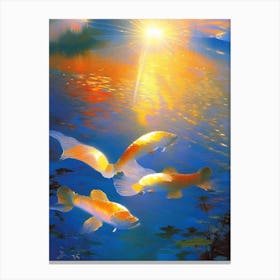 Hirenaga Koi 1, Fish Monet Style Classic Painting Canvas Print