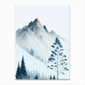Mountain And Forest In Minimalist Watercolor Vertical Composition 108 Canvas Print