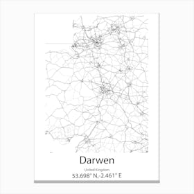 Darwen,United Kingdom Minimalist Map Canvas Print