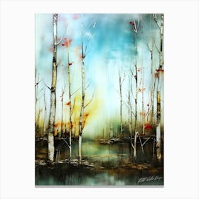 Encaustic Birch - Slender Forest Canvas Print