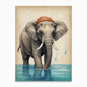 Elephant In Water Canvas Print Canvas Print