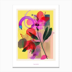 Cyclamen 1 Neon Flower Collage Poster Canvas Print